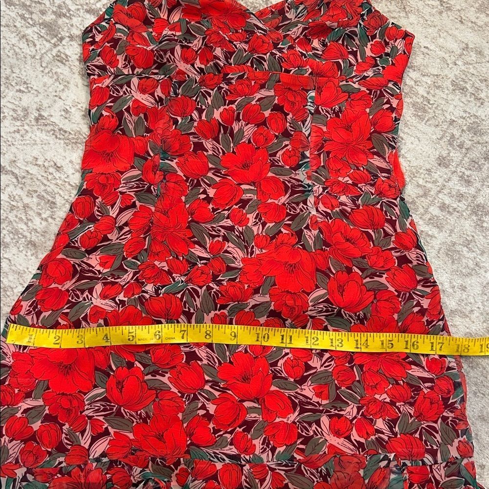 SUPER DOWN Hadley Cami Dress Womens Red Floral Sleeveless Mini Flounce smaller - Picture 9 of 12